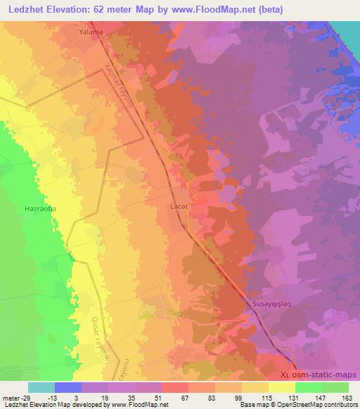 Ledzhet,Azerbaijan Elevation Map
