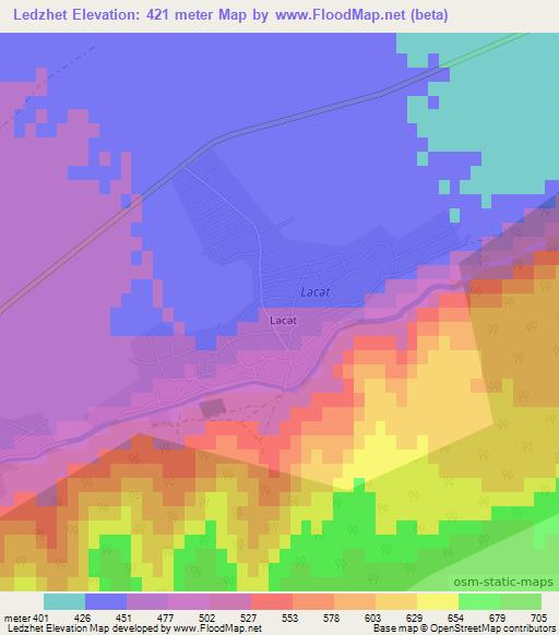 Ledzhet,Azerbaijan Elevation Map