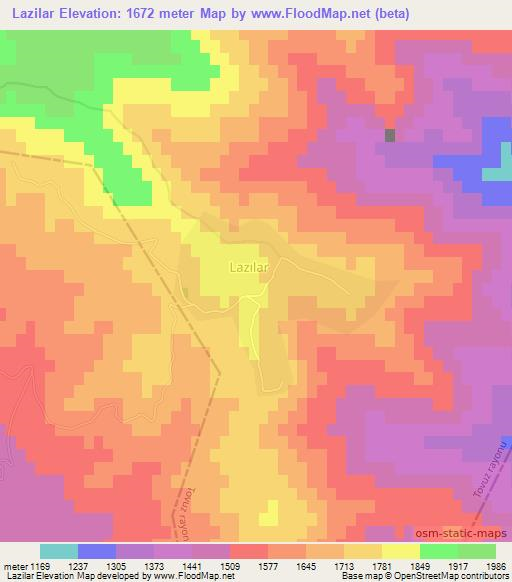 Lazilar,Azerbaijan Elevation Map