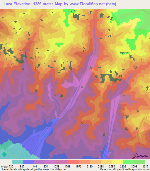 Laza,Azerbaijan Elevation Map