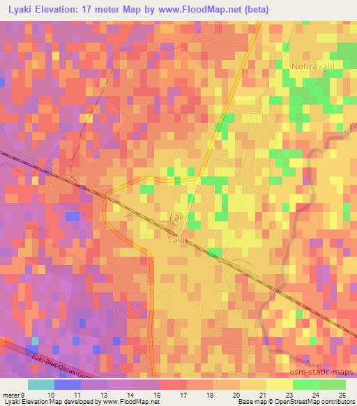 Lyaki,Azerbaijan Elevation Map