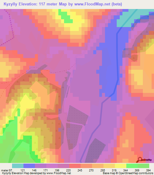 Kyzylly,Azerbaijan Elevation Map