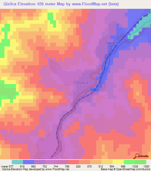Qizilca,Azerbaijan Elevation Map