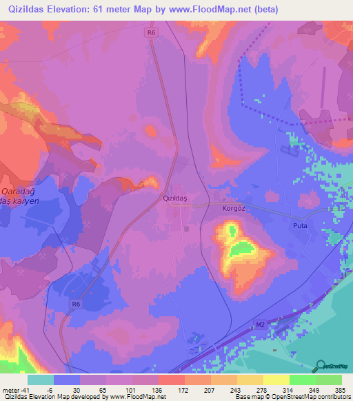 Qizildas,Azerbaijan Elevation Map