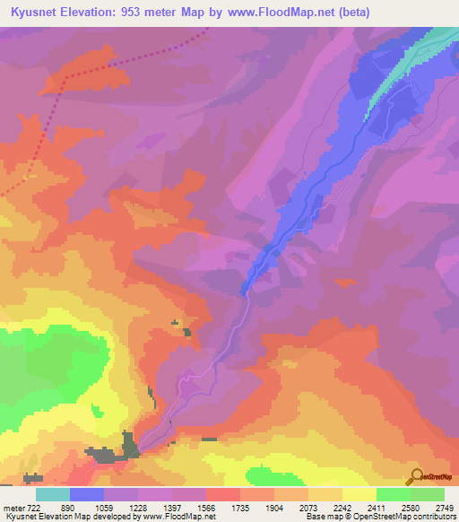 Kyusnet,Azerbaijan Elevation Map