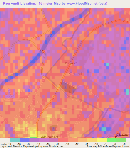 Kyurkendi,Azerbaijan Elevation Map