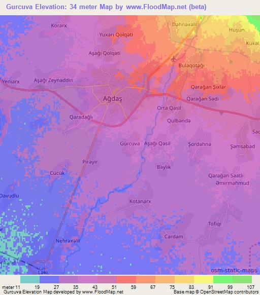 Gurcuva,Azerbaijan Elevation Map