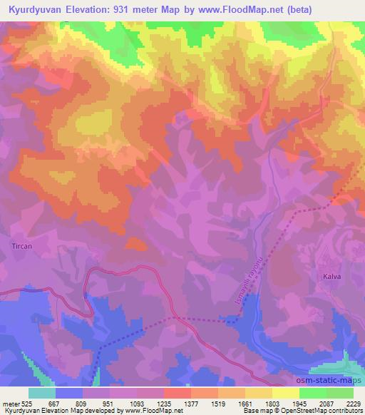 Kyurdyuvan,Azerbaijan Elevation Map