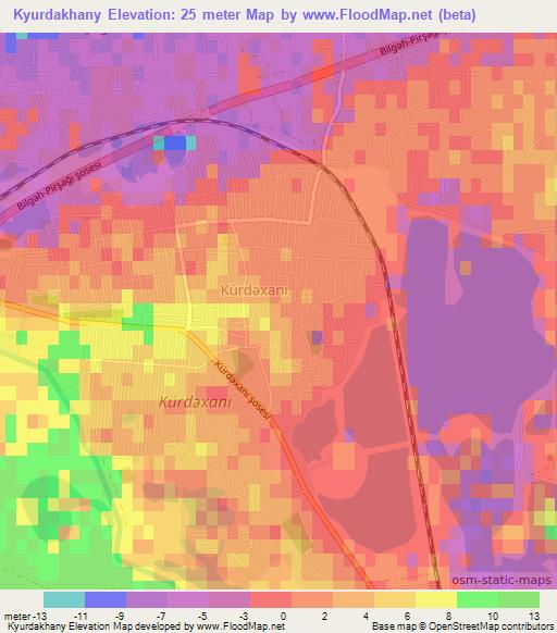 Kyurdakhany,Azerbaijan Elevation Map