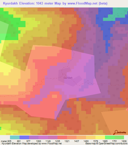 Kyurdakh,Azerbaijan Elevation Map