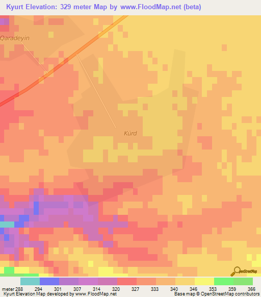 Kyurt,Azerbaijan Elevation Map