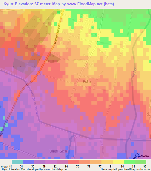 Kyurt,Azerbaijan Elevation Map