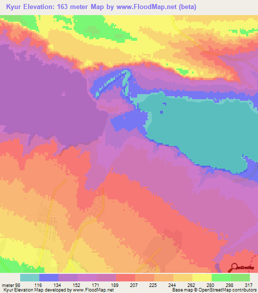 Kyur,Azerbaijan Elevation Map
