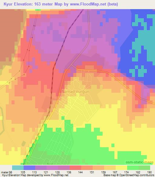Kyur,Azerbaijan Elevation Map