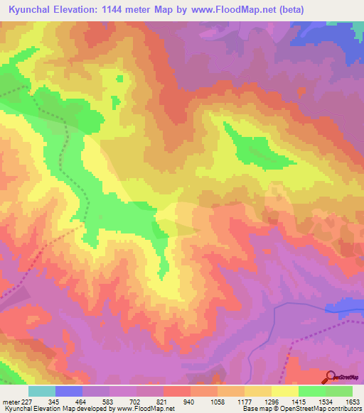Kyunchal,Azerbaijan Elevation Map
