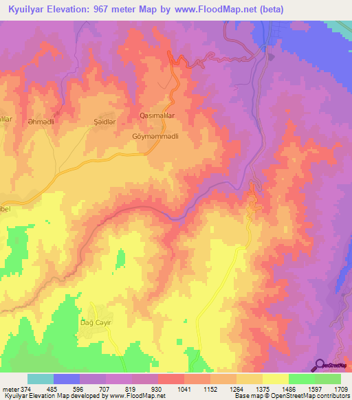 Kyuilyar,Azerbaijan Elevation Map