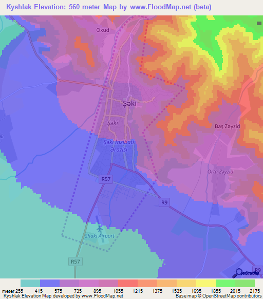 Kyshlak,Azerbaijan Elevation Map