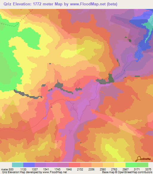 Qriz,Azerbaijan Elevation Map