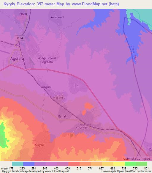 Kyryly,Azerbaijan Elevation Map