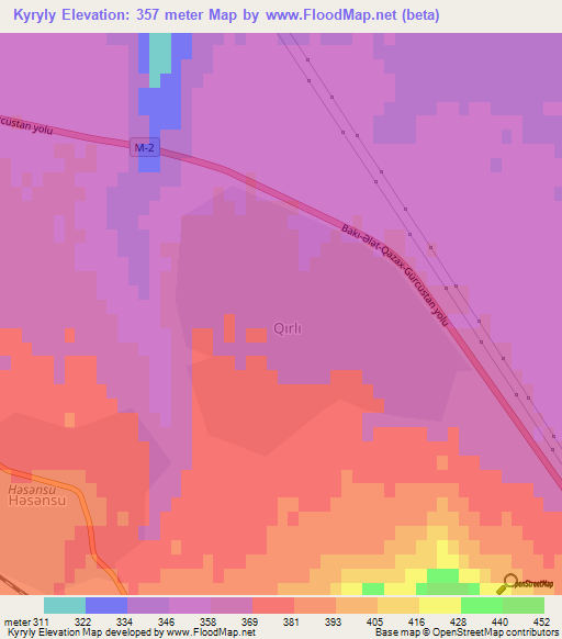 Kyryly,Azerbaijan Elevation Map