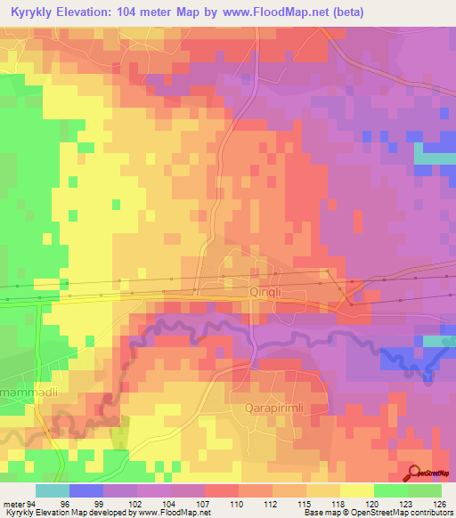 Kyrykly,Azerbaijan Elevation Map