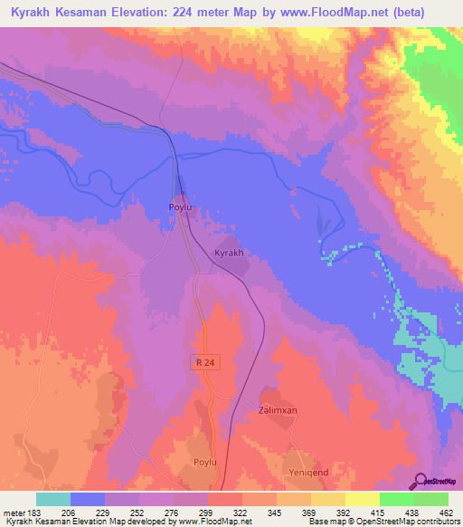 Kyrakh Kesaman,Azerbaijan Elevation Map