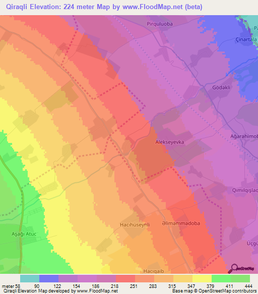 Qiraqli,Azerbaijan Elevation Map
