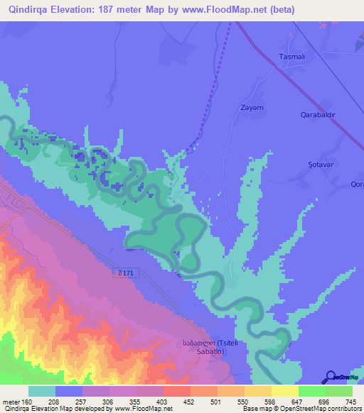 Qindirqa,Azerbaijan Elevation Map