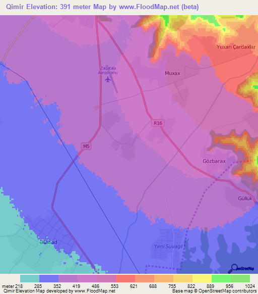 Qimir,Azerbaijan Elevation Map