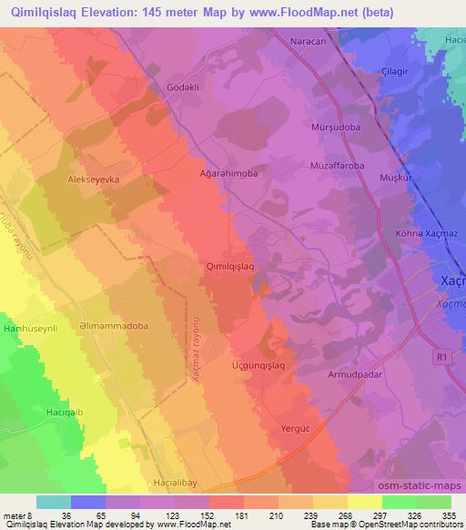 Qimilqislaq,Azerbaijan Elevation Map