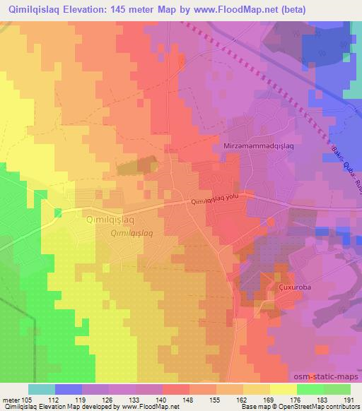 Qimilqislaq,Azerbaijan Elevation Map
