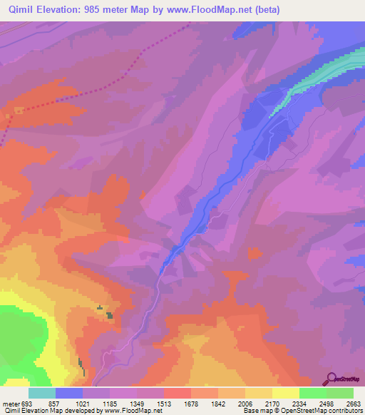Qimil,Azerbaijan Elevation Map