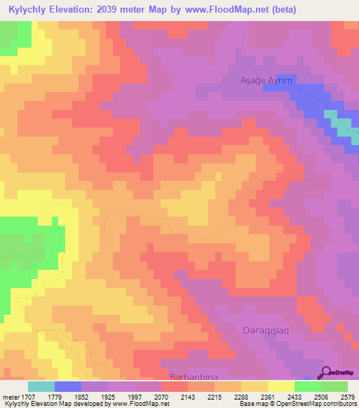 Kylychly,Azerbaijan Elevation Map