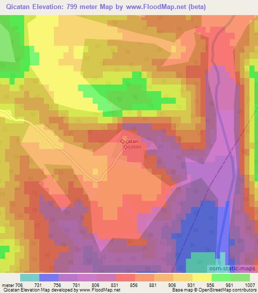 Qicatan,Azerbaijan Elevation Map