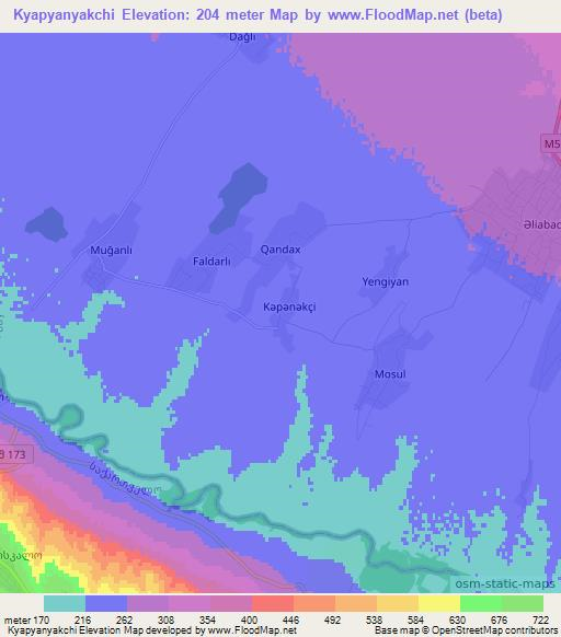 Kyapyanyakchi,Azerbaijan Elevation Map