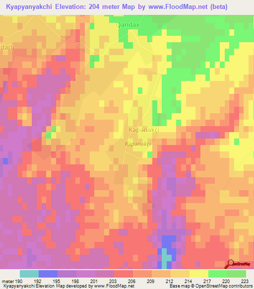 Kyapyanyakchi,Azerbaijan Elevation Map