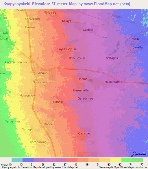Kyapyanyakchi,Azerbaijan Elevation Map