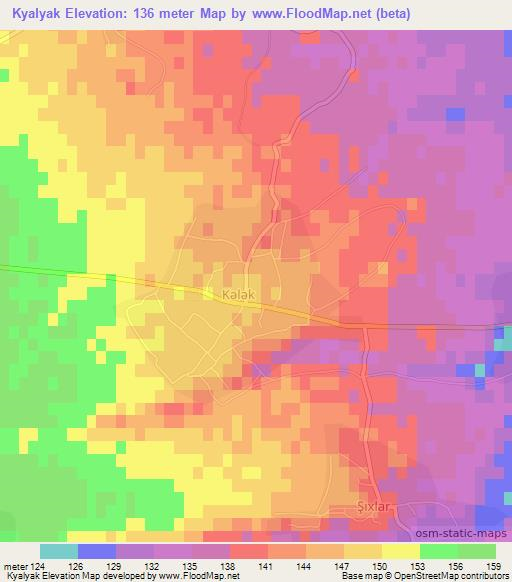 Kyalyak,Azerbaijan Elevation Map