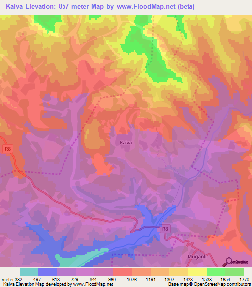 Kalva,Azerbaijan Elevation Map