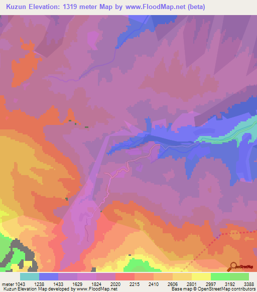 Kuzun,Azerbaijan Elevation Map