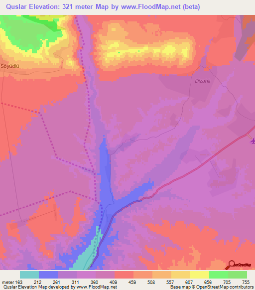 Quslar,Azerbaijan Elevation Map