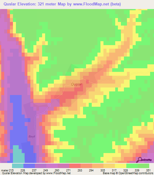 Quslar,Azerbaijan Elevation Map
