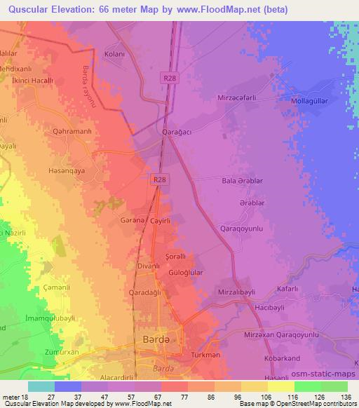 Quscular,Azerbaijan Elevation Map