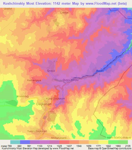 Kushchinskiy Most,Azerbaijan Elevation Map
