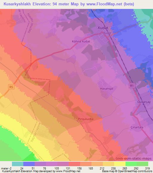Kusarkyshlakh,Azerbaijan Elevation Map