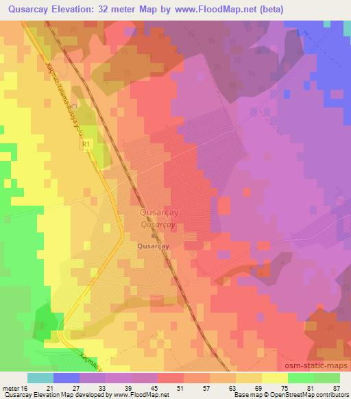 Qusarcay,Azerbaijan Elevation Map