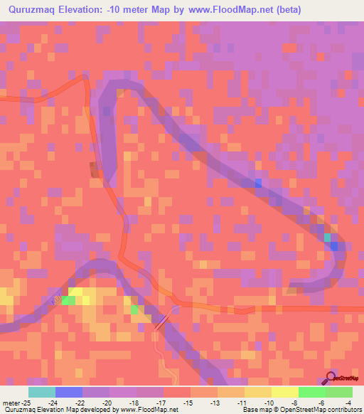 Quruzmaq,Azerbaijan Elevation Map