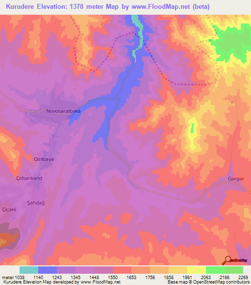 Kurudere,Azerbaijan Elevation Map