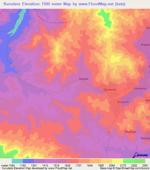 Kurudere,Azerbaijan Elevation Map