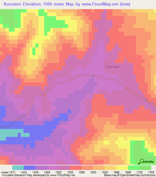 Kurudere,Azerbaijan Elevation Map